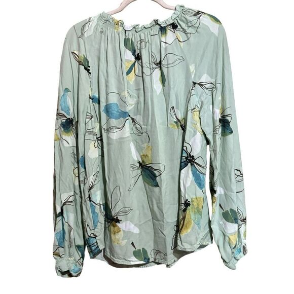 A New Day Top Womens Large Multicolor Floral Abstract Print Long Sleeve Blouse - Picture 6 of 9